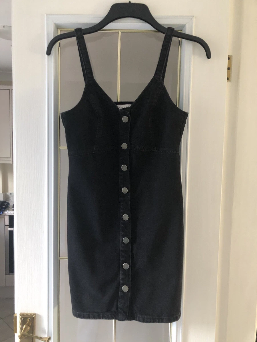 topshop black denim pinafore dress Topshop Black Denim Pinafore Dress Free Shipping
