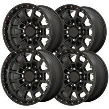 (Set of 4) KMC KM718 Summit 16x8 6x5.5" +0mm Satin Black Wheels Rims 16" Inch