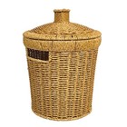 Woven Trash Can with Lid Garbage Container Bin Imitation Rattan Basket