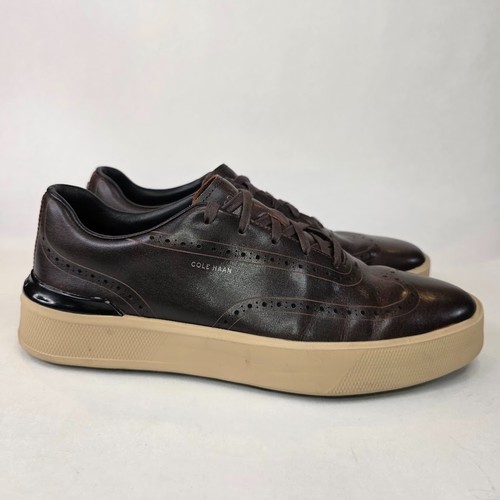 Cole Haan Men's Size 12 GrandPro Crew Wingtip Sneakers Chocolate Brown Leather - Picture 4 of 11