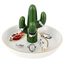 Ceramic Cactus Jewelry Tray Cute Ring Holder Dish Key Tray Jewelry Plate Trinket