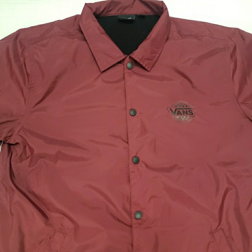 Vans "Off The Wall" Maroon Nylon Snap Front Lined Windbreaker Jacket Large EUC - Picture 4 of 10