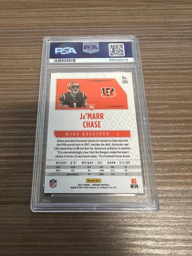 2021 Panini Phoenix JaMarr Chase Fire Burst Rookie #105 PSA 10 Gem Mt-Bengals - Picture 2 of 2