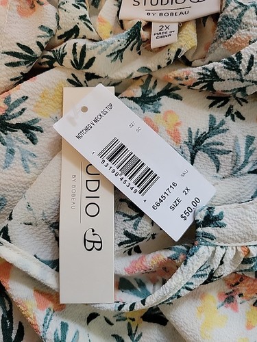 Studio B By Bobeau Cream Floral SS Notched V Neck Blouse Women's Plus 2X - Bild 12 von 13