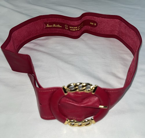 Cintura larga vintage Jane Shilton rosa in morbida pelle taglia small - Foto 7 di 8