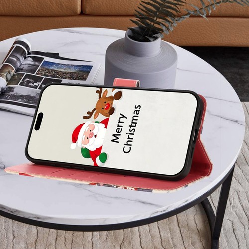 Christmas Wallet Case For iPhone Samsung Huawei Card Gift Flip Stand Phone Cover - Picture 9 of 13