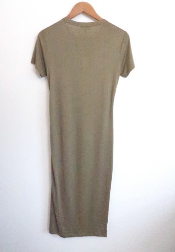 RAG & BONE Ina Ruched Midi Jersey T-Shirt Dress Light Olive Shopbop S NWT $325 - Picture 9 of 13