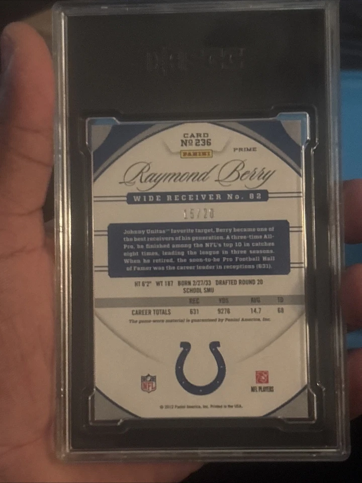 Espelho remendo Raymond Berry 2012 certificado #236 Immortals dourado/20 SGC 8.5 Pop 1 - Imagem 4 de 4