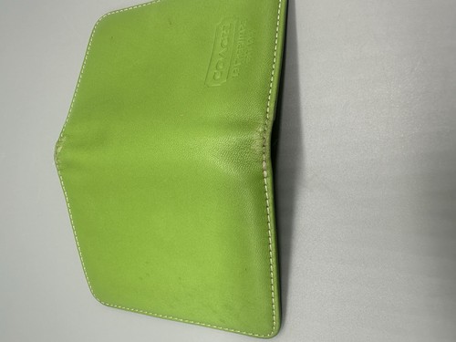 COACH Green ID Card Holder Leatherware Wallet Bifold Vintage Y2K Leather - Picture 4 of 14