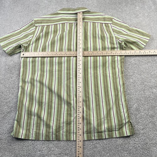 VINTAGE Banana Republic Shirt Mens Medium Green Stripes Loop Collar Camp Y2K - Picture 11 of 14