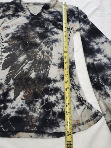 Affliction Damen Langarm Split Neck Größe Small folierte Akzente - Bild 7 von 9
