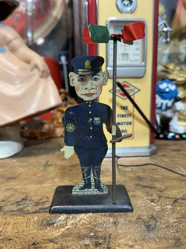 Vintage  Marx 1930's Tin Litho Stop and Go Policeman