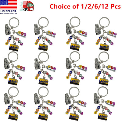 1/2/6/12Pcs Metal New York City Subway Key Chain 5 Charms, NYC Keychain Souvenir
