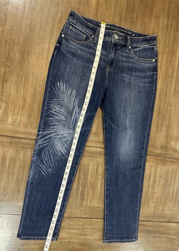 Chico's So Slimming Girlfriend Slim Leg Crop Jeans Women's Size 6 Palm Leaf Pant - Picture 10 of 13