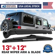Rear Back Windshield Wiper Blade Arm Set for Jeep Wrangler JK 2007-2018