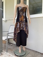 Vtg 80s Lisa Barron Cold Shoulder Tiered Formal Dress 12/14