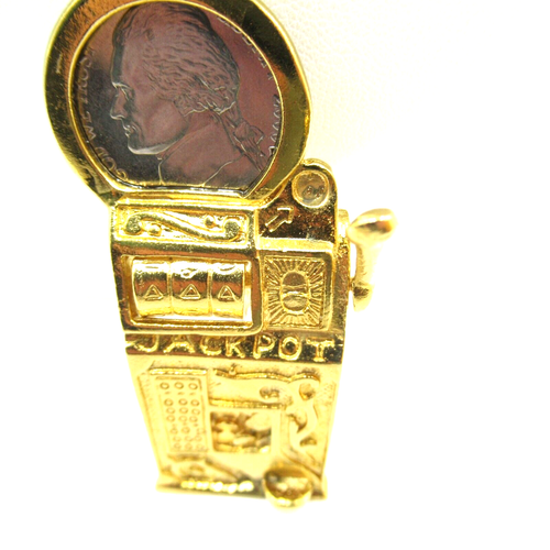 Slot Machine Workable Arm/Reel w Nickel Vintage Brooch Pin Luck Casino - Picture 2 of 3