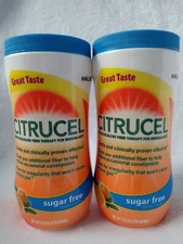 Lot of 2 Citrucel Powder Sugar Free Orange Flavor 16.9 oz Exp 1/2026