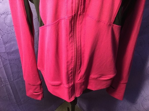 Rock Wear Women's Dark Pink And Black Zipper Up Running Jacket Medium A15 - Picture 4 of 7