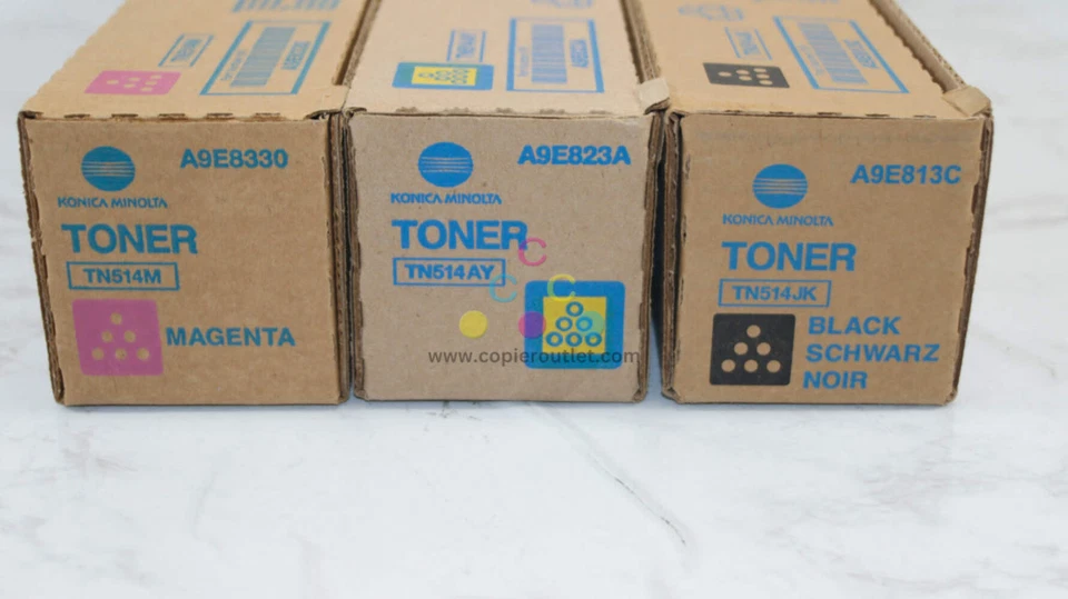 3 tóneres OEM Konica Minolta BH C458, C558, C658 TN514M, TN514AY, TN514JK Foto 3 de 4