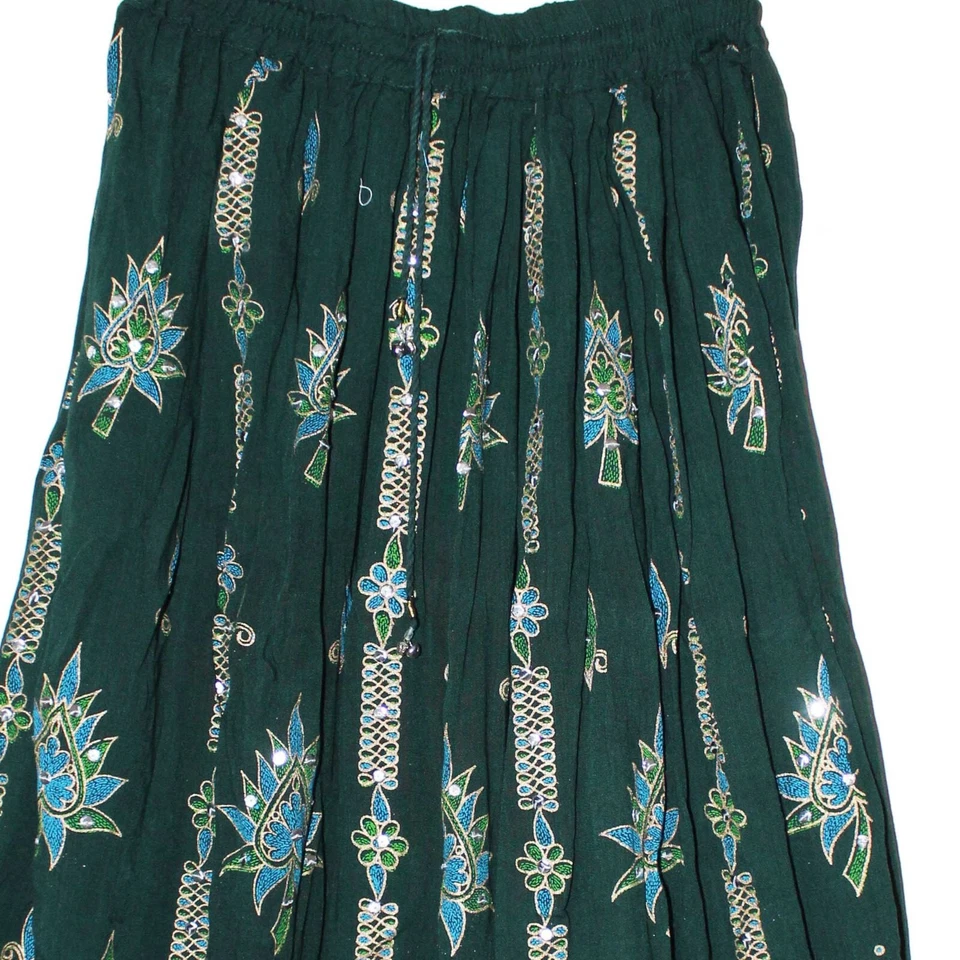 Plus Size 3X/4X/5X/6X Indian Ethnic Sequin Maxi Floral Skirt For Women Boho - Image 4 of 4