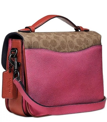 ❤️ Coach Cassie In Signature Blocking Tan/Pink/Silver Crossbody - Picture 4 of 6