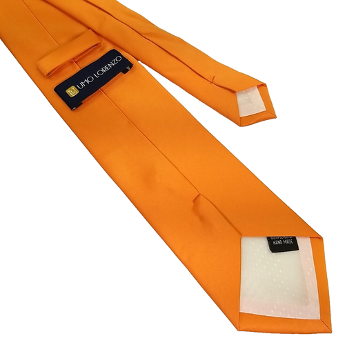 Umo Lorenzo Luxury Tie Solid Orange Hand Made Necktie 58" x 3.25" Ships Fast! - Picture 4 of 7