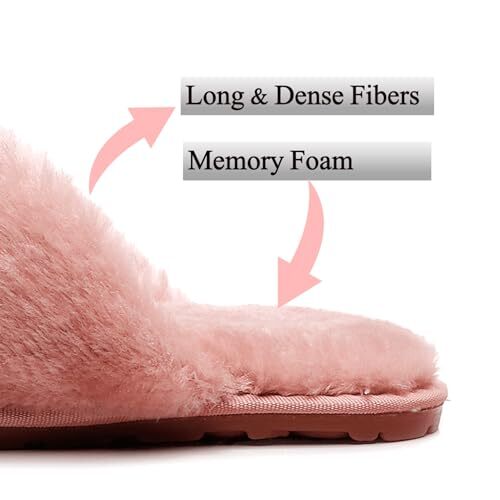 Women's Fuzzy Fluffy House Slippers Cute Plush Memory Foam Shoes 7-8 Pink - Picture 6 of 7