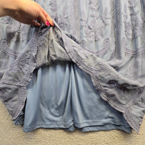 Pink Blush Dress Women 10 Maxi Floral Mesh Overlay Flounce Cottagecore Romantic - Picture 16 of 22