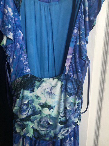 ROBERTO CAVALLI DRESS Floral Blue SATIN SILK IT 44 / US 8 - Picture 7 of 12