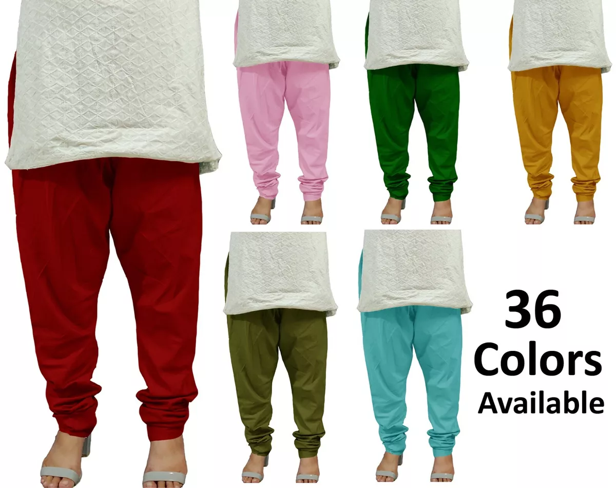 Plain Colors Indian Churidar Pants 100% Cotton-Tights Kurti Salwar Kameez