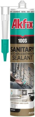 Akfix 100S Clear Silicone Sanitary Sealant On Bathroom & Kitchen - 10.1 FL OZ