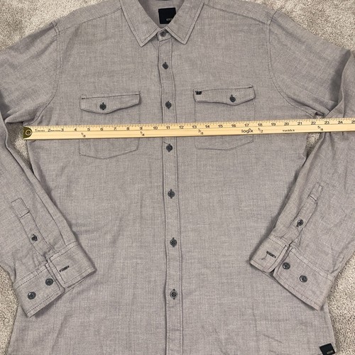 KR3W Casual Button Up Shirt Men's Size Medium Gray Long Sleeve Chest Pockets - Picture 9 of 13