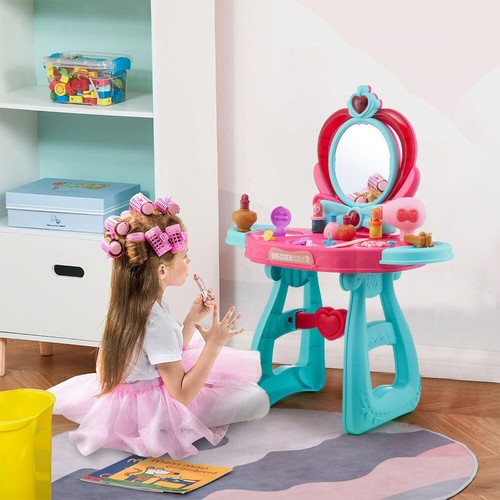 Girls Vanity Set Dressing Table With Mirror Children Kids Play Role Toy Set Gift - Picture 11 of 18