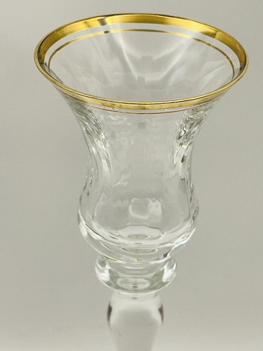 Mikasa Jamestown Clear Glass Candle Holders Pair Gold Rimmed 8" T2703 - Picture 4 of 11