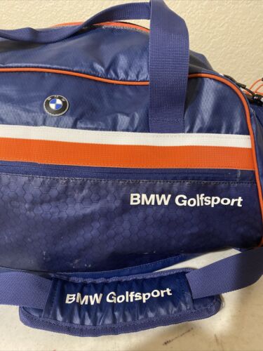 Vintage BMW Golf Sport Blue Large Duffel Gym Bag With Shoe Compartment. - Picture 2 of 12