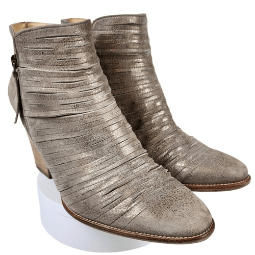 PAUL GREEN- Malibu Sliced Metallic Zip Bootie Chunky Nubuck Smoke, EU 6/ US 8.5 - Picture 2 of 12