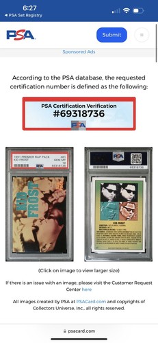 1991 Premier Rap Pack Kid Frost Rookie Card RC #61 PSA 10 Gem Mint *pop 2 - Picture 3 of 5