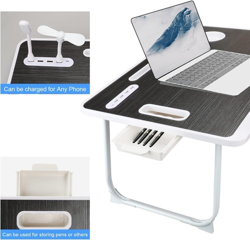 Mesa de cama para computadora portátil Escritorio para computadora portátil Cama Escritorio con cama de carga USB Plegable - Imagen 6 de 9
