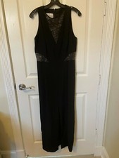 Jeannene Booher Black Long Dress with Lace Inserts - Size 10