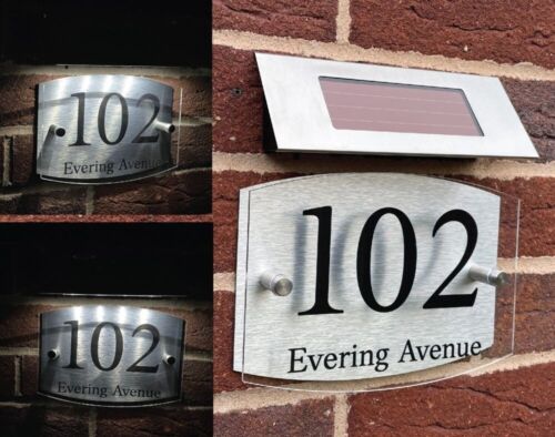 House Number Plaques Solar Light House Sign Door Personalised Name Plates - Picture 3 of 8