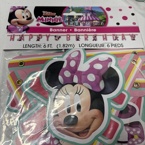 Disney Minnie Mouse Happy Birthday Letter Banner 6ft Long Set Of 3 - Picture 3 of 6