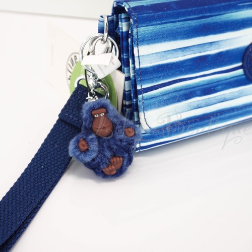 NWT Kipling AC8152 RUBI Snap Long Wallet Wristlet Nylon Regal Stripes Blue Multi - Picture 7 of 9