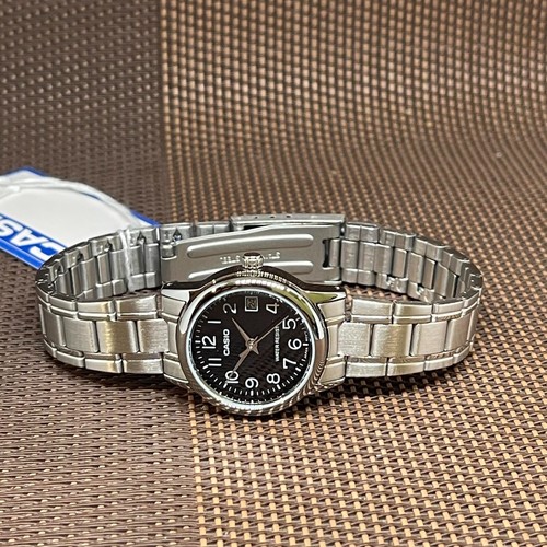 Casio LTP-V002D-1B schwarzes Zifferblatt Analog Edelstahl lässige klassische Damenuhr - Bild 7 von 15