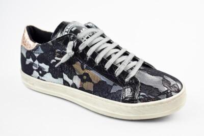 AUSSTELLUNGSSTÜCK!! P448 Damen Sneaker E8JOHN LACE Schwarz Silber Spitze
