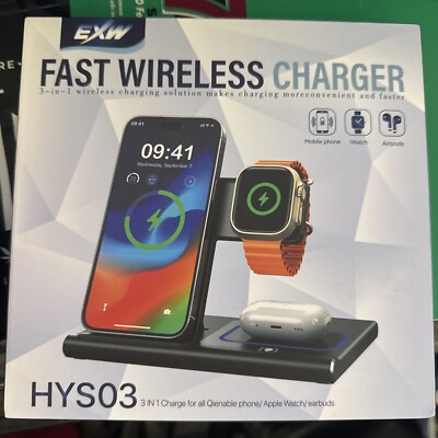 EXW-Fast wireless charger 3 in 1 CHARGING STATION Type: HYS 03,For iPhone-pods 