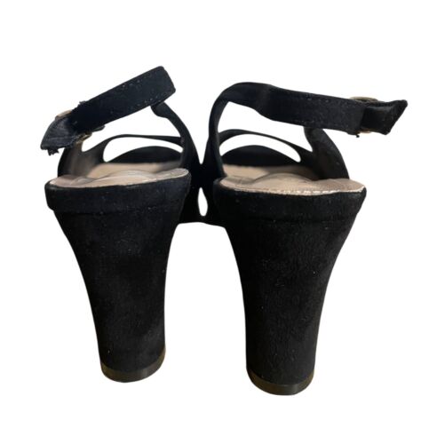 Sandalias Dream Pairs de tacón para mujer talla 7,5 negras de gamuza sintética con punta abierta - Imagen 4 de 9