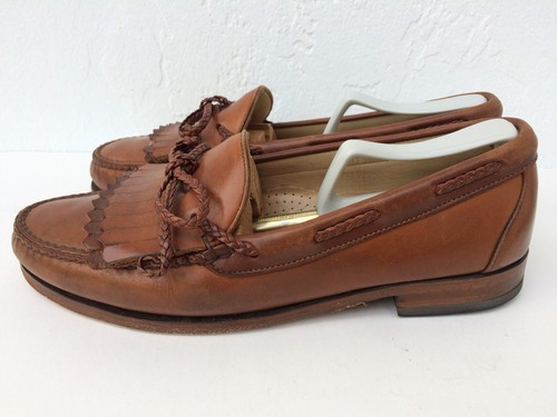 Allen Edmonds Woodstock Men’s Sz US 10 D Brown Leather Tassel Kiltie Loafers USA - Picture 5 of 11