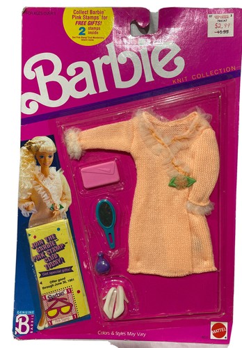 Barbie Fashion Knit Collection Orange Dress Accessories 1989 Mattel  - Picture 1 of 4