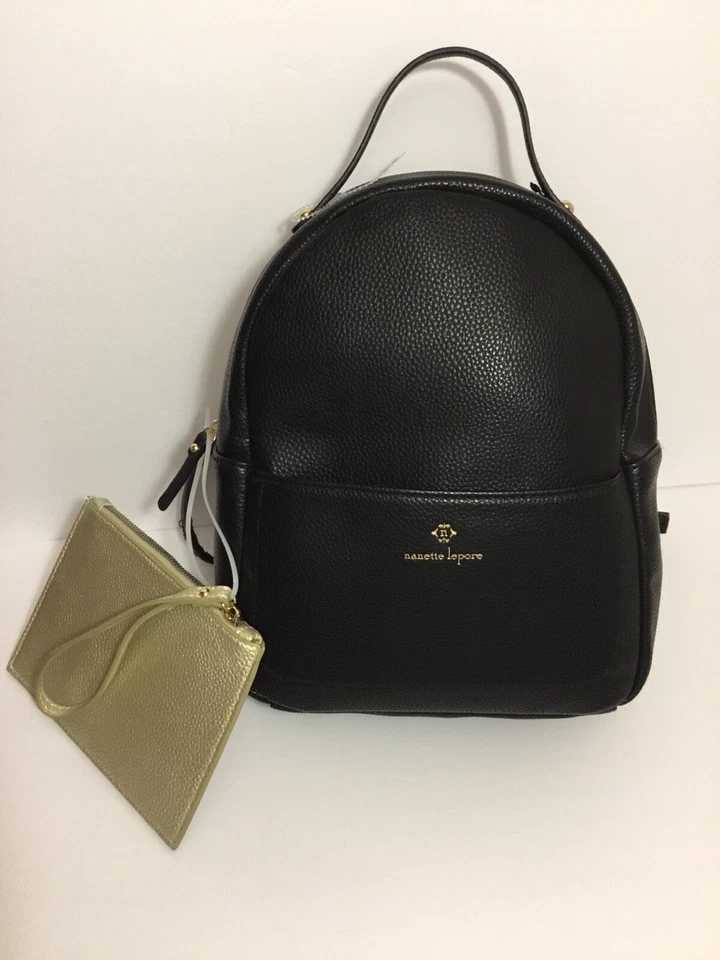 Mochila para mujer Nanette Lepore negra con bolsa de cosméticos beige Foto 2 de 4